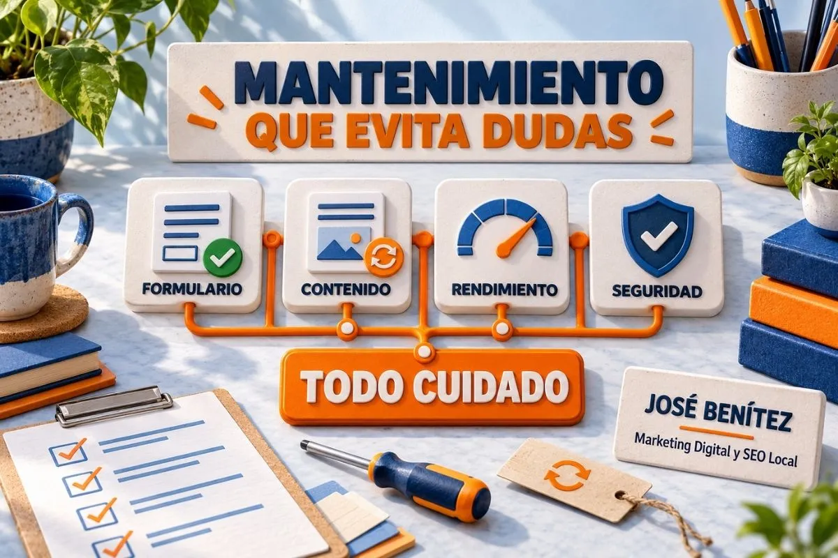 Mantenimiento web que revisa formularios, contenido, rendimiento y seguridad